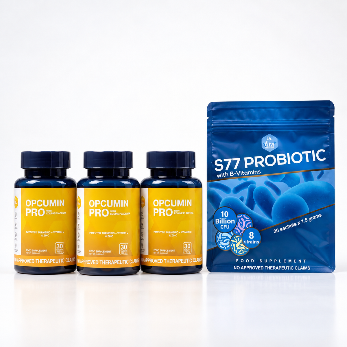 Dr. Vita OPCumin Pro + Dr. Vita S77 Probiotics with B-Vitamins - Value Combo (3+1 FREE!)