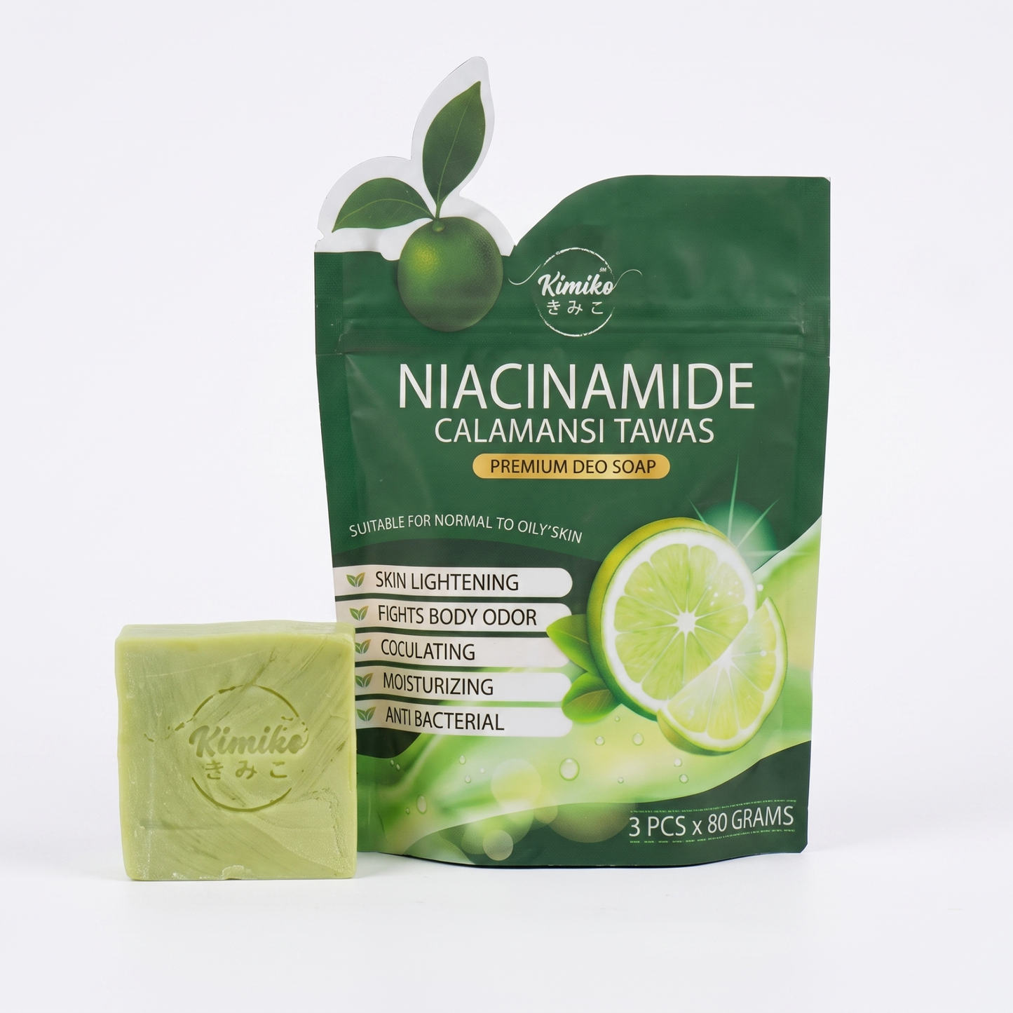 Kimiko Niacinamide Calamansi Tawas Premium Deo Soap