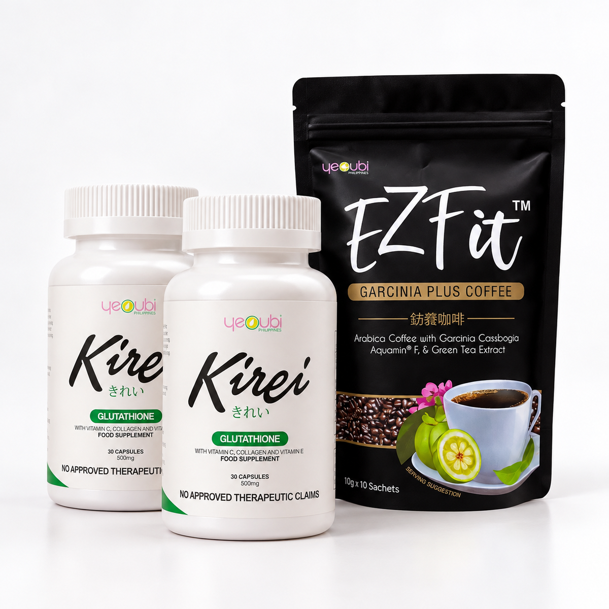 2 Kirei Glutathione + 1 EZfit Coffee (Super Bundle!)