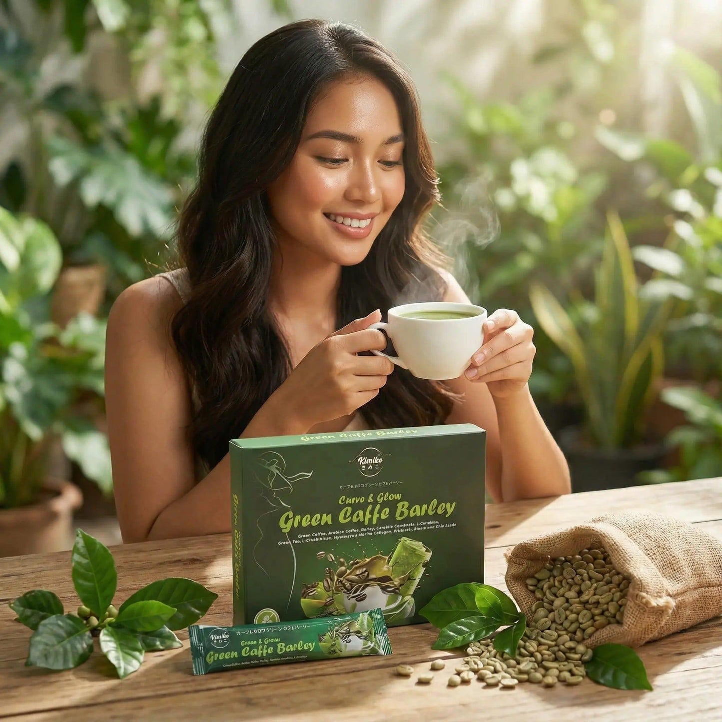 Kimiko Curve & Glow Green Caffe Barley